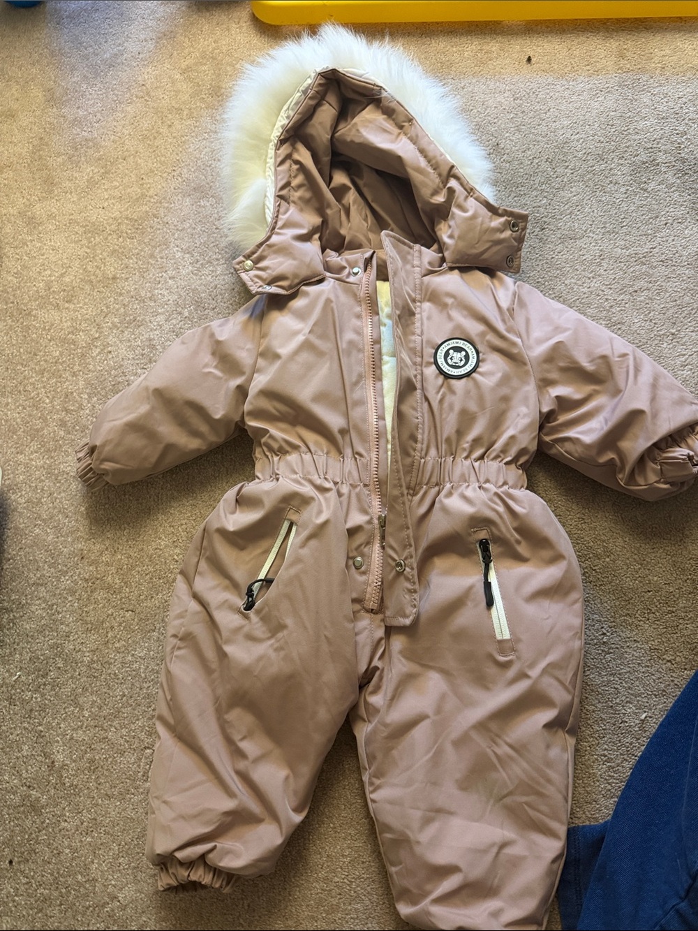 Kids Insulated One-Piece Snowsuit in Dusty Pink